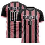 Line Medium Pinstripe Jersey Uniform Custom Sports Black Pink-White Soccer Sublimation Line Medium Pinstripe Jersey Uniform Custom Sports Black Pink-White Soccer Sublimation