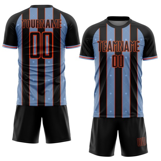 Sports Custom Sublimation Jersey Line Light Black Blue-Orange Uniform Soccer Pinstripe Sports Custom Sublimation Jersey Line Light Black Blue-Orange Uniform Soccer Pinstripe