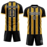 Uniform Sublimation Black Line Soccer Sports Custom Pinstripe Gold-White Jersey Uniform Sublimation Black Line Soccer Sports Custom Pinstripe Gold-White Jersey