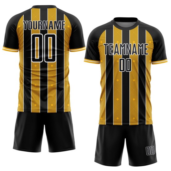 Uniform Sublimation Black Line Soccer Sports Custom Pinstripe Gold-White Jersey Uniform Sublimation Black Line Soccer Sports Custom Pinstripe Gold-White Jersey