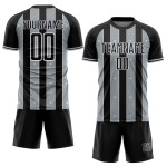 Soccer Jersey Black Pinstripe Silver-White Uniform Sports Sublimation Custom Line Soccer Jersey Black Pinstripe Silver-White Uniform Sports Sublimation Custom Line