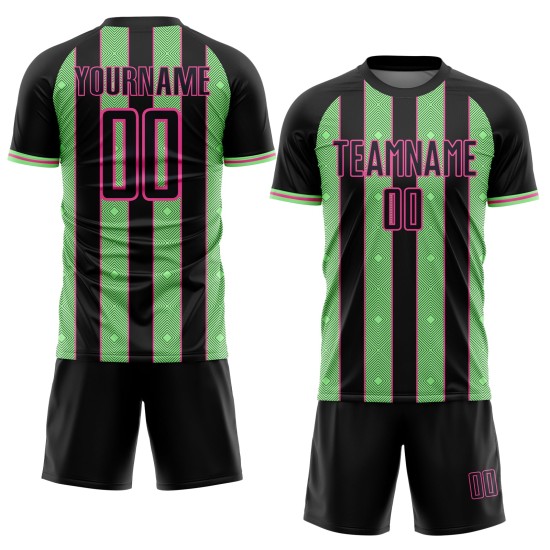 Uniform Soccer Sports Pea Sublimation Jersey Pinstripe Line Black Green-Pink Custom Uniform Soccer Sports Pea Sublimation Jersey Pinstripe Line Black Green-Pink Custom