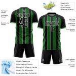 Soccer Pinstripe Line Jersey Sports Green-White Grass Custom Sublimation Black Uniform Soccer Pinstripe Line Jersey Sports Green-White Grass Custom Sublimation Black Uniform