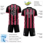 Jersey Neon Sublimation Custom Sports Pinstripe Line Soccer Uniform Black Pink-White Jersey Neon Sublimation Custom Sports Pinstripe Line Soccer Uniform Black Pink-White