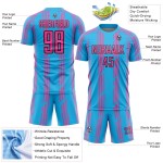 Sky Soccer Jersey Blue Pinstripe Pink-Black Uniform Sublimation Custom Sky Soccer Jersey Blue Pinstripe Pink-Black Uniform Sublimation Custom