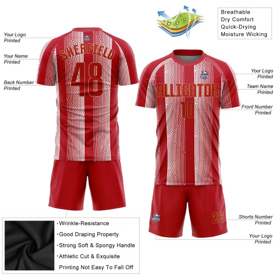 Gold Uniform Custom Sublimation Soccer Jersey Red-Old Red Gold Uniform Custom Sublimation Soccer Jersey Red-Old Red