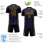 Black Uniform Sublimation Line Dark Jersey Custom Soccer Pinstripe Purple-Gold Sports Black Uniform Sublimation Line Dark Jersey Custom Soccer Pinstripe Purple-Gold Sports