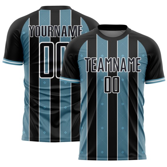 Pinstripe Line Soccer Custom Sports Uniform Sublimation Black Shadow Jersey Blue-White Pinstripe Line Soccer Custom Sports Uniform Sublimation Black Shadow Jersey Blue-White