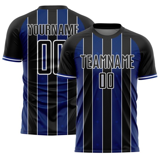 Black Uniform Royal-White Soccer Sports Custom Line Pinstripe Sublimation Jersey Black Uniform Royal-White Soccer Sports Custom Line Pinstripe Sublimation Jersey