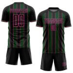 Soccer Line Black Custom Green-Pink Sports Sublimation Uniform Pinstripe Jersey Soccer Line Black Custom Green-Pink Sports Sublimation Uniform Pinstripe Jersey