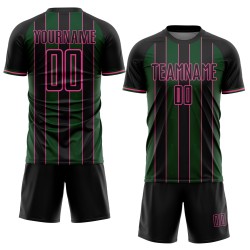 Soccer Line Black Custom Green-Pink Sports Sublimation Uniform Pinstripe Jersey Soccer Line Black Custom Green-Pink Sports Sublimation Uniform Pinstripe Jersey