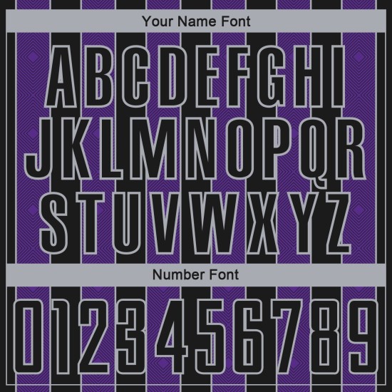 Jersey Sublimation Sports Custom Uniform Purple-Gray Line Black Soccer Pinstripe Jersey Sublimation Sports Custom Uniform Purple-Gray Line Black Soccer Pinstripe