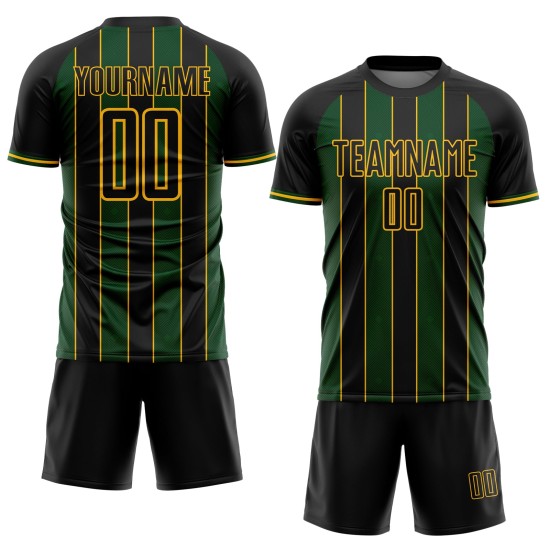 Jersey Sports Line Pinstripe Soccer Black Custom Sublimation Uniform Green-Gold Jersey Sports Line Pinstripe Soccer Black Custom Sublimation Uniform Green-Gold