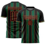 Custom Black Line Green-Orange Soccer Jersey Pinstripe Uniform Sports Kelly Sublimation Custom Black Line Green-Orange Soccer Jersey Pinstripe Uniform Sports Kelly Sublimation