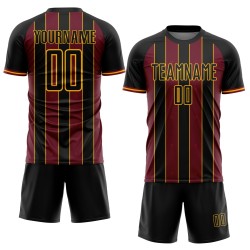 Custom Uniform Crimson-Gold Sublimation Jersey Sports Line Pinstripe Soccer Black Custom Uniform Crimson-Gold Sublimation Jersey Sports Line Pinstripe Soccer Black