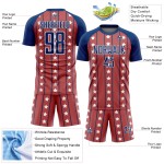 And Royal-White Uniform Sublimation Red Soccer Stripes Custom Stars Jersey And Royal-White Uniform Sublimation Red Soccer Stripes Custom Stars Jersey