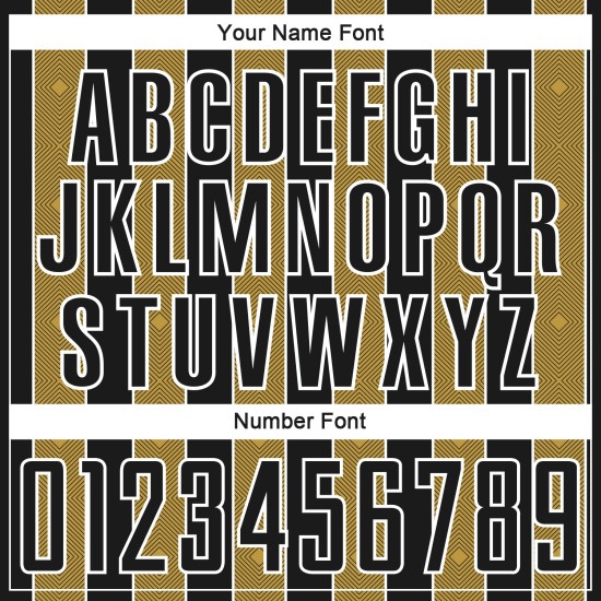 Old Custom Pinstripe Black Sports Soccer Sublimation Gold-White Line Uniform Jersey Old Custom Pinstripe Black Sports Soccer Sublimation Gold-White Line Uniform Jersey