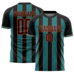 Teal-Orange Soccer Jersey Custom Black Pinstripe Sublimation Uniform Sports Line Teal-Orange Soccer Jersey Custom Black Pinstripe Sublimation Uniform Sports Line
