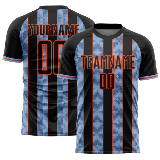 Sports Custom Sublimation Jersey Line Light Black Blue-Orange Uniform Soccer Pinstripe Sports Custom Sublimation Jersey Line Light Black Blue-Orange Uniform Soccer Pinstripe