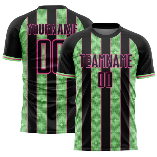 Uniform Soccer Sports Pea Sublimation Jersey Pinstripe Line Black Green-Pink Custom Uniform Soccer Sports Pea Sublimation Jersey Pinstripe Line Black Green-Pink Custom