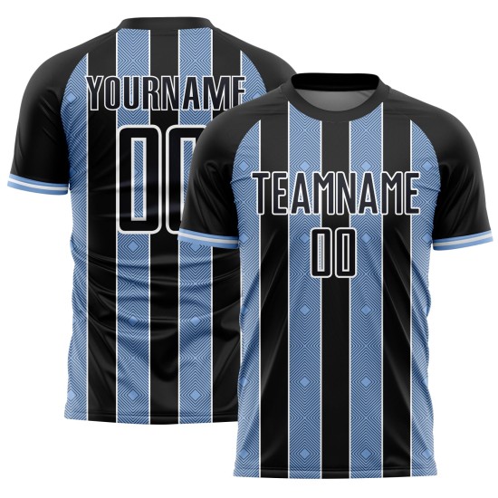 Uniform Custom Soccer Jersey Line Black Pinstripe Sports Light Sublimation Blue-White Uniform Custom Soccer Jersey Line Black Pinstripe Sports Light Sublimation Blue-White