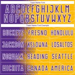 Custom Soccer Jersey Uniform Purple-White Gold Arrow Gradient Sublimation Custom Soccer Jersey Uniform Purple-White Gold Arrow Gradient Sublimation