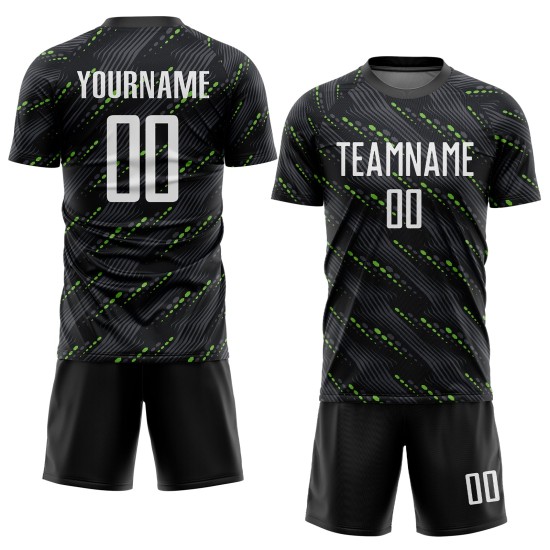 Sublimation White-Kelly Green Soccer Jersey Uniform Custom Black Sublimation White-Kelly Green Soccer Jersey Uniform Custom Black