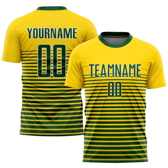 Jersey Green-White Uniform Gold Custom Soccer Sublimation Jersey Green-White Uniform Gold Custom Soccer Sublimation