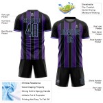 Sublimation Sports Jersey Soccer Uniform Pinstripe Blue Line Purple-Light Custom Black Sublimation Sports Jersey Soccer Uniform Pinstripe Blue Line Purple-Light Custom Black