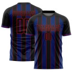 Black Soccer Line Uniform Custom Sublimation Jersey Pinstripe Sports Royal-Red Black Soccer Line Uniform Custom Sublimation Jersey Pinstripe Sports Royal-Red