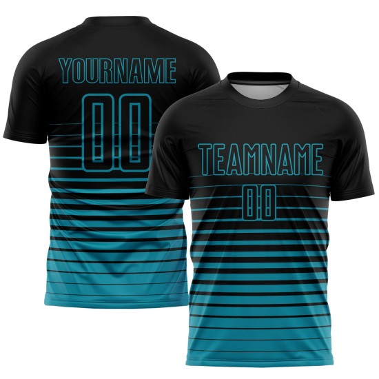 Soccer Jersey Pinstripe Sublimation Black Fashion Custom Teal Fade Uniform Soccer Jersey Pinstripe Sublimation Black Fashion Custom Teal Fade Uniform