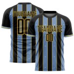 Uniform Black Custom Light Line Jersey Blue-Yellow Sports Sublimation Pinstripe Soccer Uniform Black Custom Light Line Jersey Blue-Yellow Sports Sublimation Pinstripe Soccer