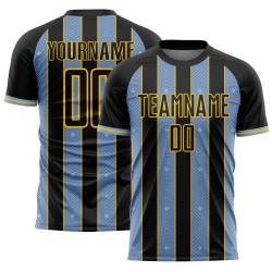 Uniform Black Custom Light Line Jersey Blue-Yellow Sports Sublimation Pinstripe Soccer