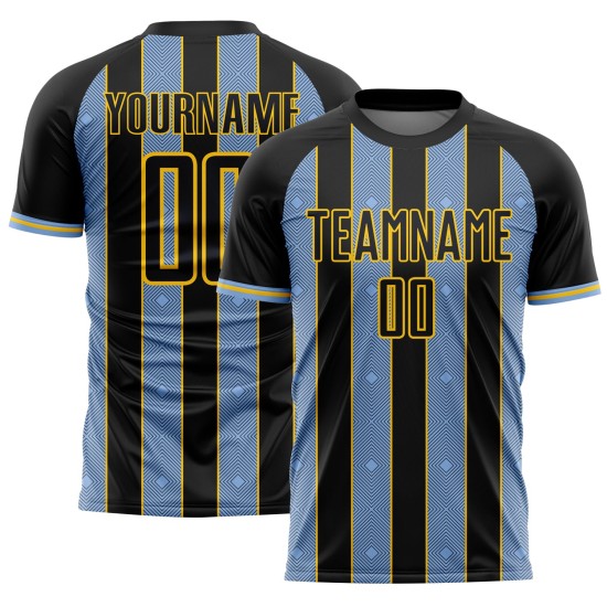 Uniform Black Custom Light Line Jersey Blue-Yellow Sports Sublimation Pinstripe Soccer Uniform Black Custom Light Line Jersey Blue-Yellow Sports Sublimation Pinstripe Soccer