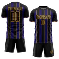 Black Uniform Sublimation Line Dark Jersey Custom Soccer Pinstripe Purple-Gold Sports Black Uniform Sublimation Line Dark Jersey Custom Soccer Pinstripe Purple-Gold Sports