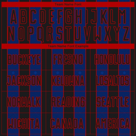 Black Soccer Line Uniform Custom Sublimation Jersey Pinstripe Sports Royal-Red Black Soccer Line Uniform Custom Sublimation Jersey Pinstripe Sports Royal-Red