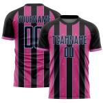 Soccer Custom Blue Sublimation Pink-Light Uniform Black Pinstripe Line Sports Jersey Soccer Custom Blue Sublimation Pink-Light Uniform Black Pinstripe Line Sports Jersey