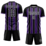 Jersey Uniform Sports Sublimation Pinstripe Line Soccer Custom Black Purple-White Jersey Uniform Sports Sublimation Pinstripe Line Soccer Custom Black Purple-White