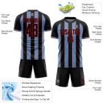 Sports Line Custom Jersey Black Pinstripe Blue-Red Light Uniform Soccer Sublimation Sports Line Custom Jersey Black Pinstripe Blue-Red Light Uniform Soccer Sublimation