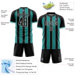 Jersey Soccer Pinstripe Aqua-White Black Sports Custom Sublimation Line Uniform Jersey Soccer Pinstripe Aqua-White Black Sports Custom Sublimation Line Uniform