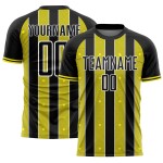 Custom Yellow-White Line Uniform Sublimation Light Black Pinstripe Sports Jersey Soccer Custom Yellow-White Line Uniform Sublimation Light Black Pinstripe Sports Jersey Soccer