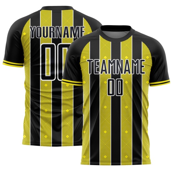 Custom Yellow-White Line Uniform Sublimation Light Black Pinstripe Sports Jersey Soccer Custom Yellow-White Line Uniform Sublimation Light Black Pinstripe Sports Jersey Soccer