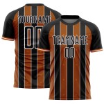 Custom Uniform Soccer Jersey Texas Pinstripe Sports Orange-White Line Black Sublimation Custom Uniform Soccer Jersey Texas Pinstripe Sports Orange-White Line Black Sublimation