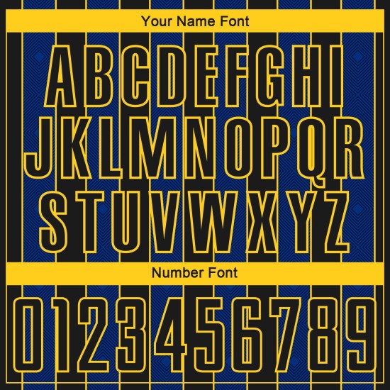 Pinstripe Royal-Yellow Jersey Sports Custom Soccer Line Uniform Sublimation Black Pinstripe Royal-Yellow Jersey Sports Custom Soccer Line Uniform Sublimation Black