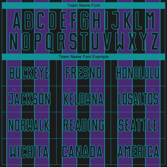 Sports Uniform Jersey Black Custom Soccer Pinstripe Line Sublimation Purple-Teal Sports Uniform Jersey Black Custom Soccer Pinstripe Line Sublimation Purple-Teal