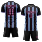 Soccer Line Black Uniform Blue-Pink Jersey Sublimation Custom Pinstripe Light Sports Soccer Line Black Uniform Blue-Pink Jersey Sublimation Custom Pinstripe Light Sports