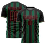 Custom Pinstripe Soccer Uniform Sublimation Kelly Jersey Sports Green-Red Line Black Custom Pinstripe Soccer Uniform Sublimation Kelly Jersey Sports Green-Red Line Black