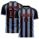Sports Line Custom Jersey Black Pinstripe Blue-Red Light Uniform Soccer Sublimation Sports Line Custom Jersey Black Pinstripe Blue-Red Light Uniform Soccer Sublimation