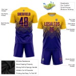 Purple-Orange Custom Sublimation Dark Gold Soccer Uniform Jersey Purple-Orange Custom Sublimation Dark Gold Soccer Uniform Jersey
