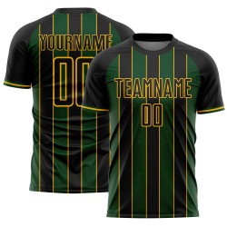 Jersey Sports Line Pinstripe Soccer Black Custom Sublimation Uniform Green-Gold